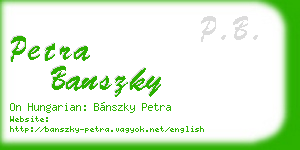 petra banszky business card
